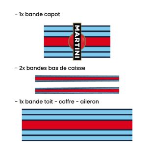 Porsche 911 Martini Racing Stripes Stickers Set