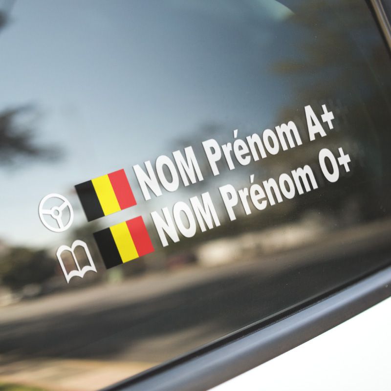 Kit 2 stickers Volant Drapeau Belge Pilote / Copilote Rallye à Personnaliser