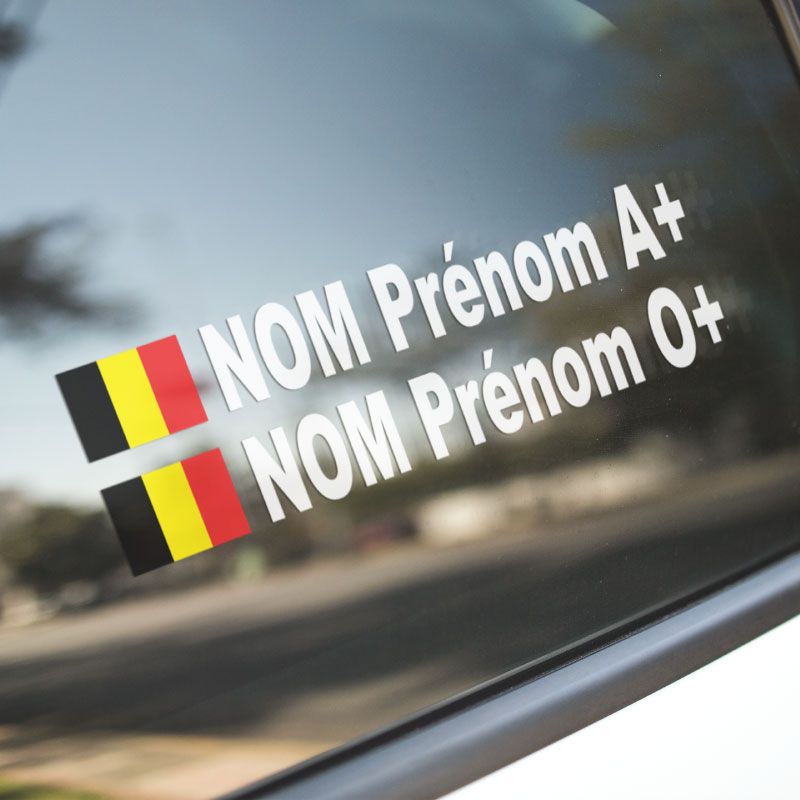 Kit 2 stickers Drapeau Belgique Pilote / Copilote Rallye à Personnaliser