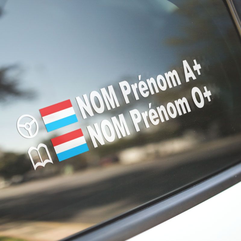 Kit 2 stickers Volant Drapeau Luxembourg Pilote / Copilote Rallye à Personnaliser