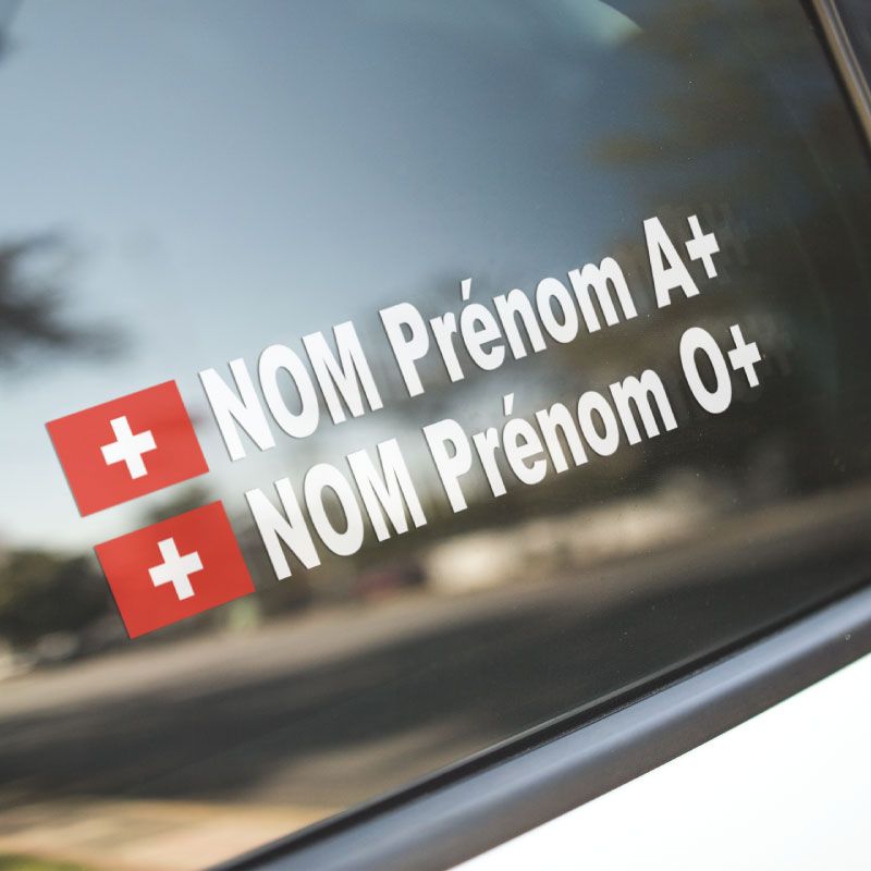 Kit 2 stickers Drapeau Suisse Pilote / Copilote Rallye à Personnaliser
