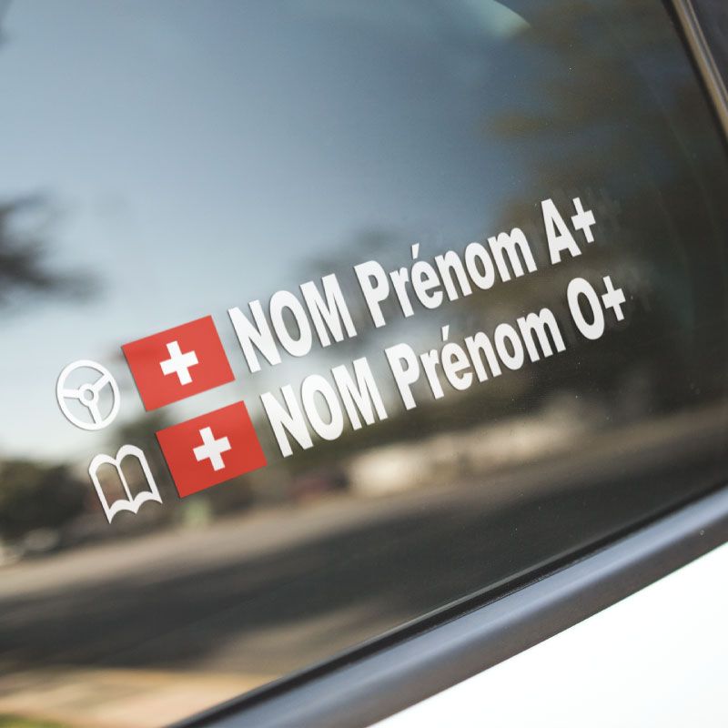 Kit 2 stickers Volant Drapeau Suisse Pilote / Copilote Rallye à Personnaliser