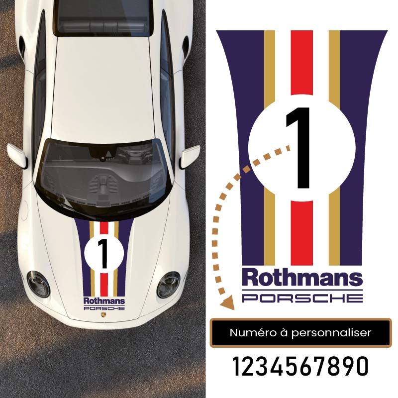 Porsche Rothmans Hood Sticker - Personalized Number