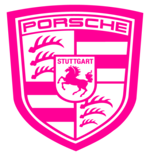 Sticker Porsche Stuttgart Logo en rose fluo