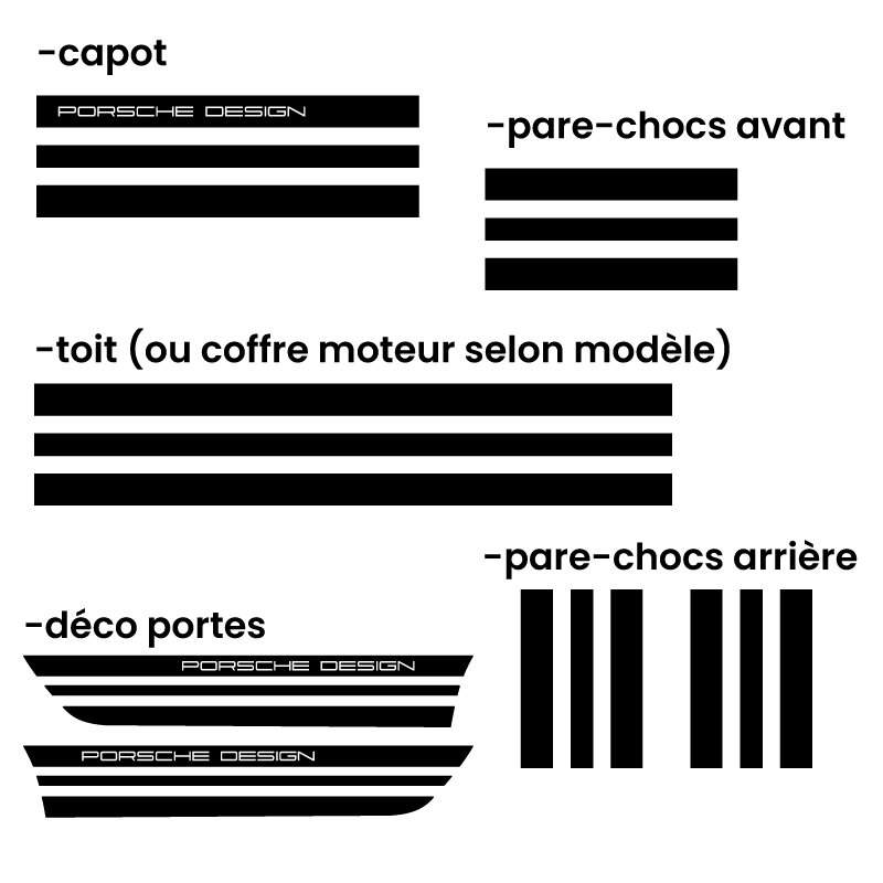 Kit Stickers Bandes Porsche Design Complet